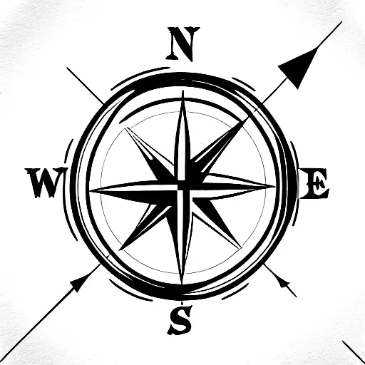 Compass And World Map With Arrow Wrapped Around