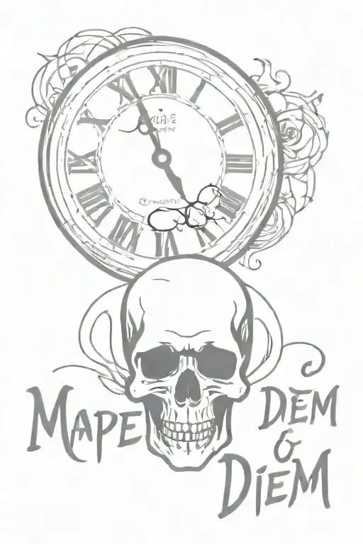 Skull And Clock And The Inscription Memento Mori Carpe Diem Memento Mori