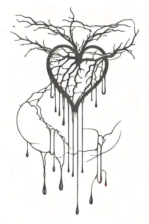 Dripping Blood Heart With Celestial Line Work