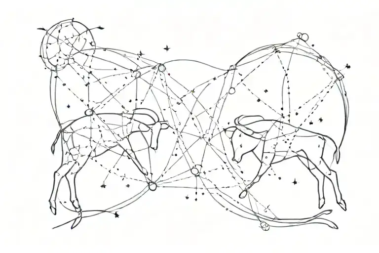 Fine Line Gemini Constellation And Taurus Constellation Intertwined