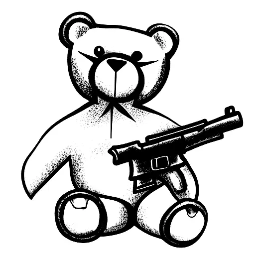 Teddy Bear Holding An M16 Gun
