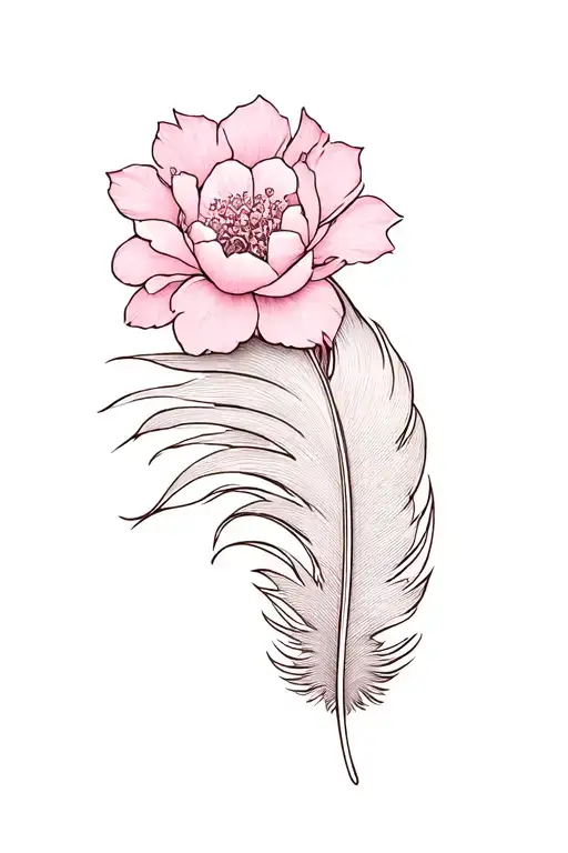 A Sakura Flower And A Phoenix Feather