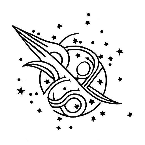 A Minimalist Tattoo Of A Crescent Moon And Stars Forming A Tarot Card Shape