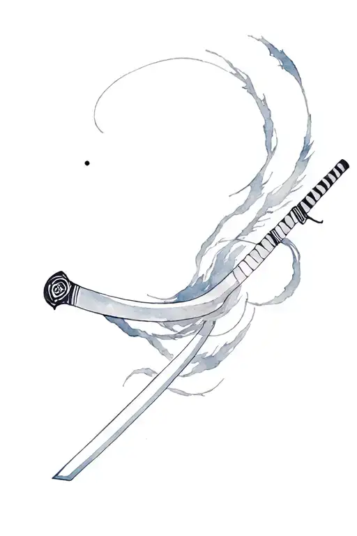 Katana With Winds In Watercolor