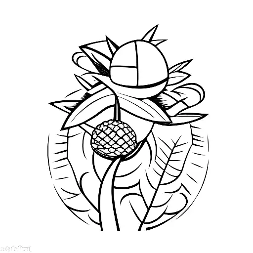 A Minimalist Tattoo Of A Coconut Tree With Coconuts Hanging From Its Branches