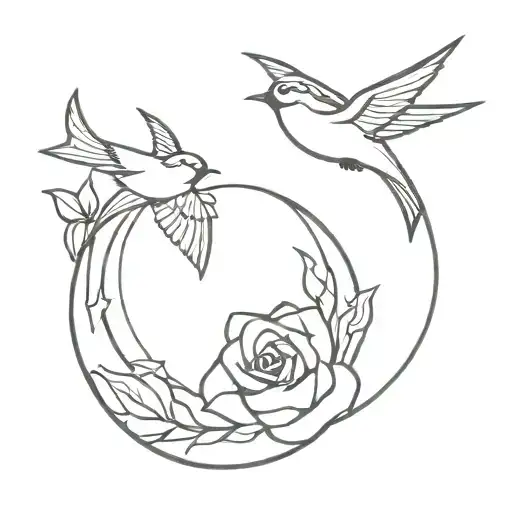 Swallow And A Compas Rose