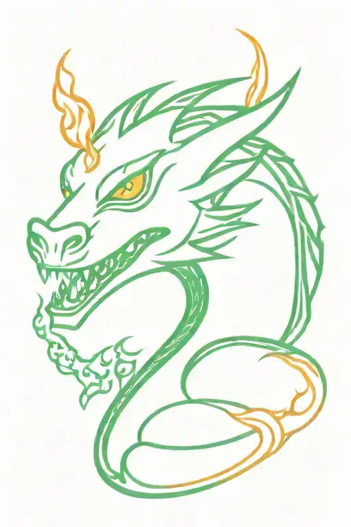 Tiny Emerald Green Dragon With Flame Coming Out Of Mouth