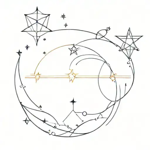 Minimalistic Geometry Ornaments Moon Stars Lines Dots