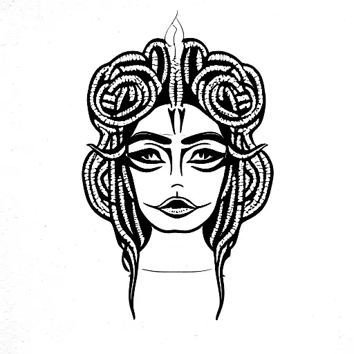 Media Cara De Diosa Medusa Y Media Cara Decleopatra