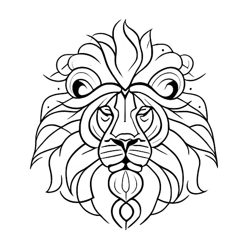 Cosmic Lion Surrounded By Constellations