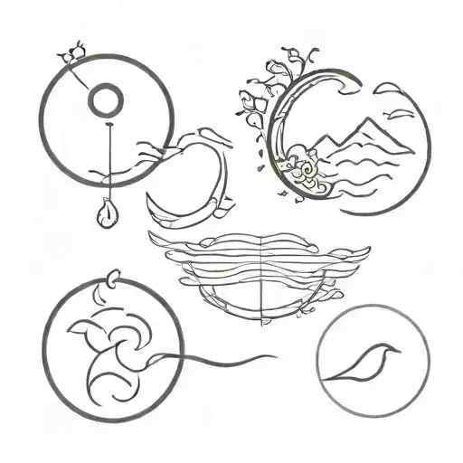 Earth Water Air Fire Symbols In Band