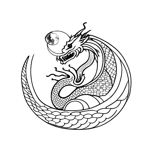 Dragon With Moon