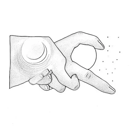 A Woman's Hand With A Small Moon Behind