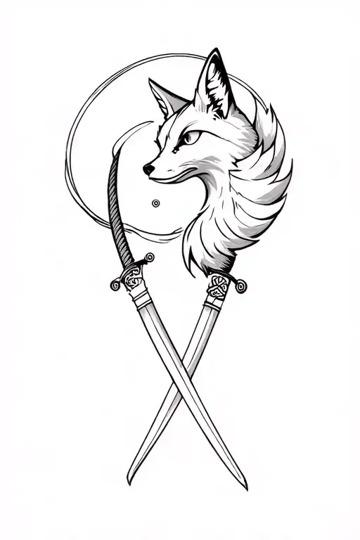 Fox Spinning Around A Katana