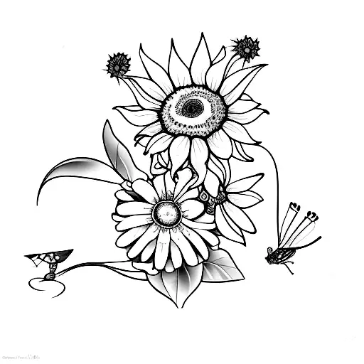 Semi Colon With Butterfly And Sunflower