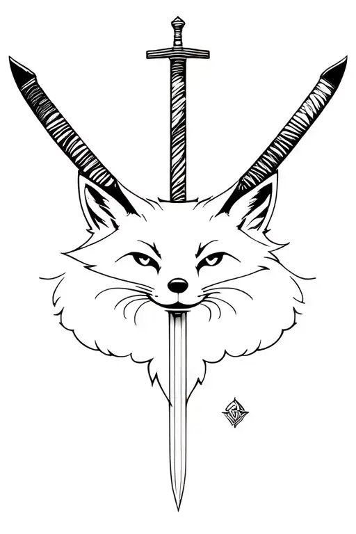 Fox Around A Katana Sword