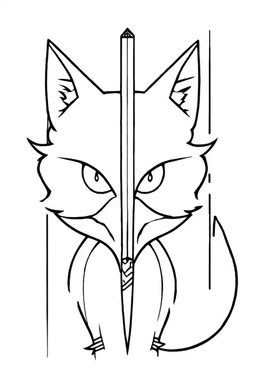 Katana Outlined By A Fox Of