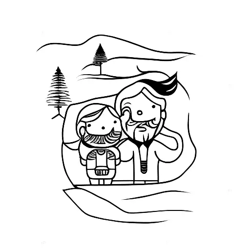 A Minimalist Tattoo Of A Father And Daughter Holding Hands