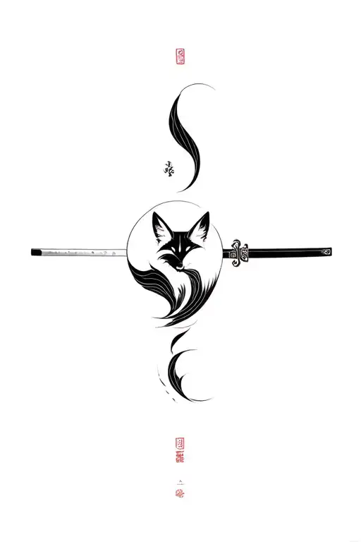 Katana Being Circumvented By A Small Wave Fox In The Middle