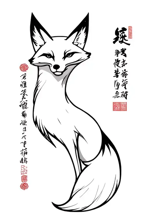 Katana With A Fox And Back