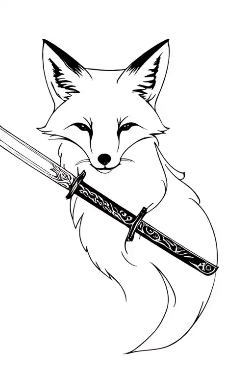 A Katana Being Contoured Outside By A Fox