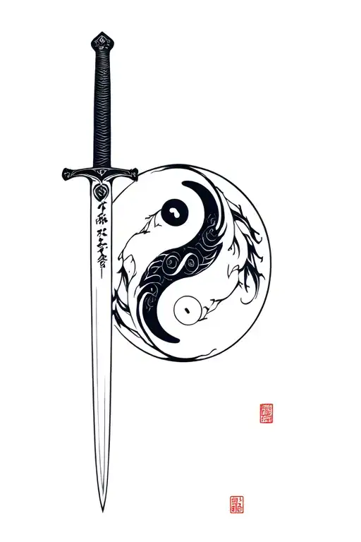A Japanese Sword Within A 2 -Fox Ying Yang Yang