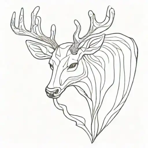 Sleeping Deer Full Body Only Few Black Lines