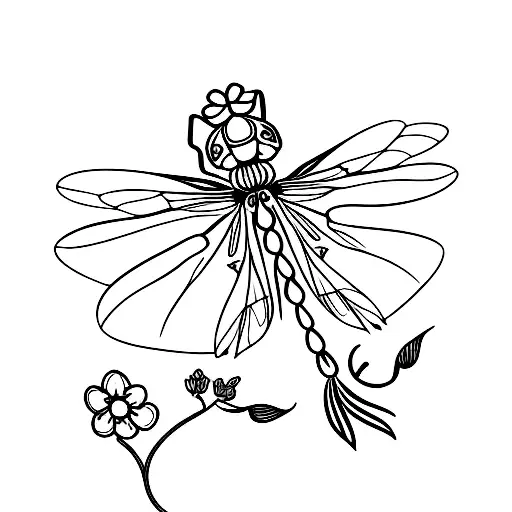 Dragonfly With Flores