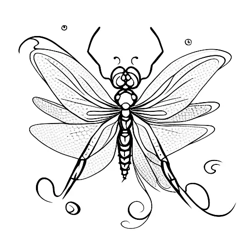 Dragonfly With Flowers