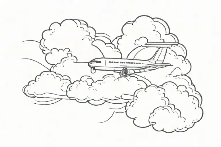 Clouds Plane Flying Through A Cloud