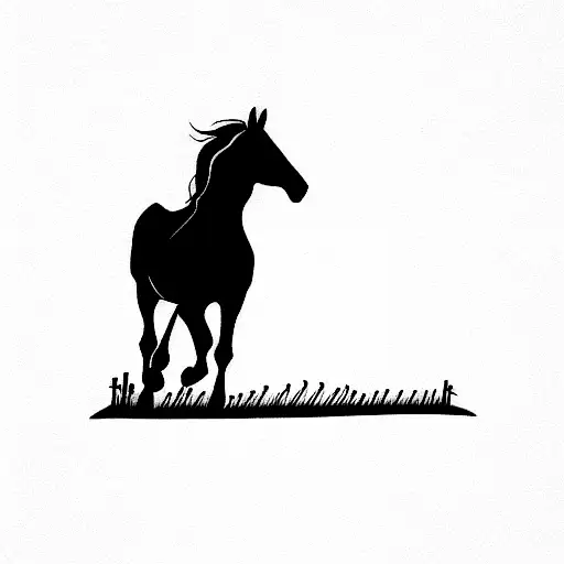 Old Horse And Young Horse Running In A Field