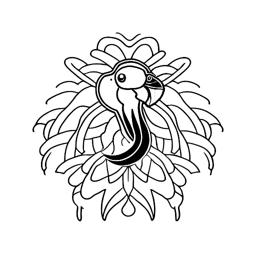 A Minimalist Representation Of A Flamingo Bird Intertwined With The Flamengo Logo