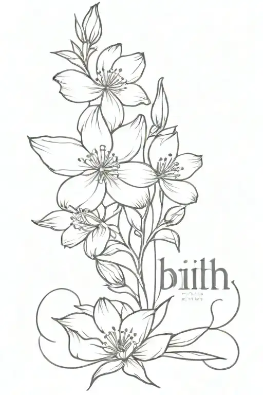 Birth Flower With Name Written