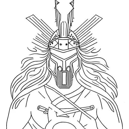 A Minimalist Tattoo Of A Warrior Riding A Horse Into Battle