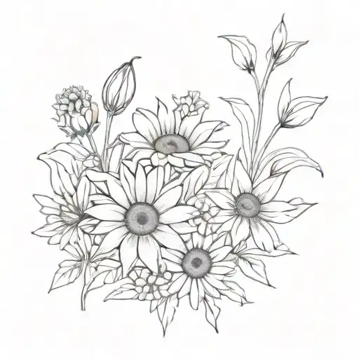 Wildflower Bouquet With Sunflowers Daisies And Lilies