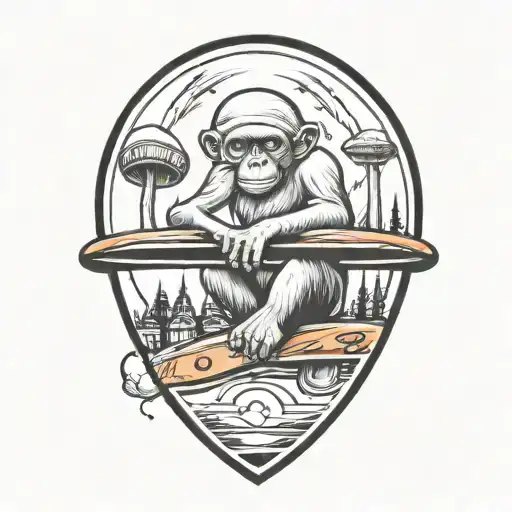 Mushroom Stoned Ape Skateboard Ufo