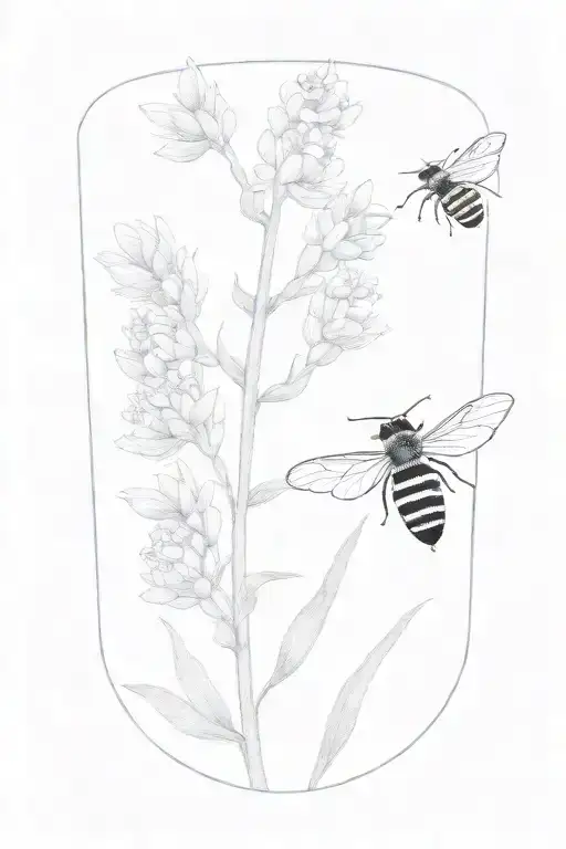 Lupinis Also Known As Bluebonnet Minimalist Tattoo With A Honey Bee Symbolizes Rebirth Bees Simpler
