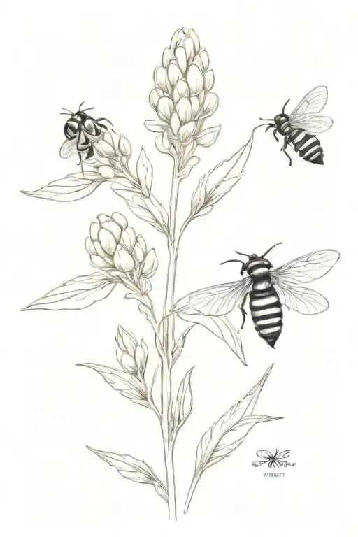 Lupinis Also Known As Bluebonnet Minimalist Tattoo Smaller Honey Bees