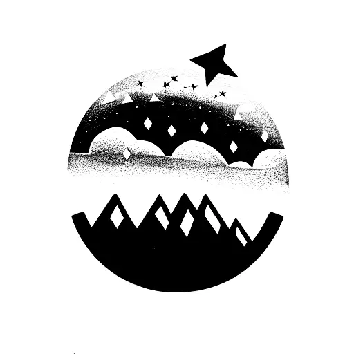 2 People Lying On A Trampoline Pointing At A Shooting Star With The Rocky Mountains In The Back