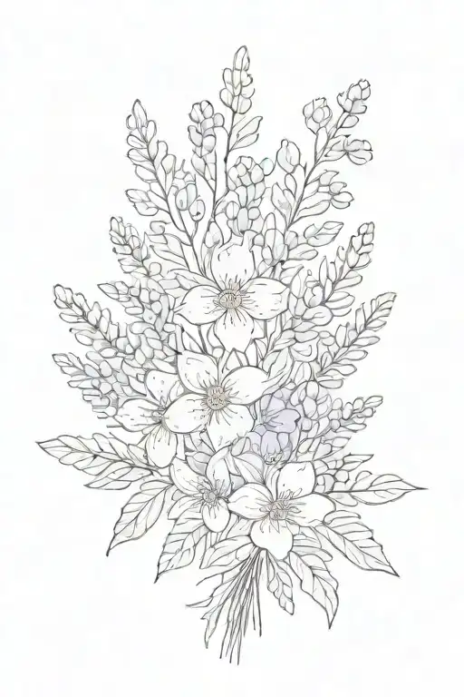 A Wildflower Bouquet With Mainly Blue Bonnets Tied With A Lavender Colored Ribbon