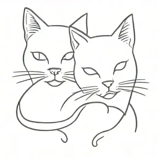 Fine Line Two Cats Together