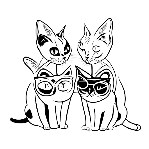 Siamese Cat And Black Cat