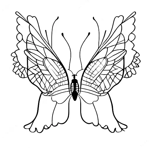 A Minimalist Tattoo Of A Butterfly With Wings Made Of Delicate Plant Leaves