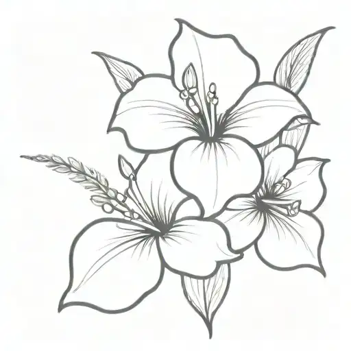 Hibiscus Flower And Calla Lily Flower Intertwined