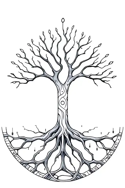 Cyberpunk Circuitry Forming Tree Of Life