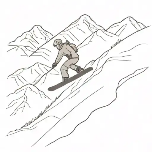 A Minimalist Design Of A Snowboarder Carving Down A Mountain Slope