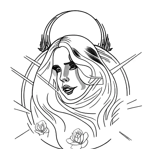 A Portrait Of Lana Del Rey With A Celestial Background