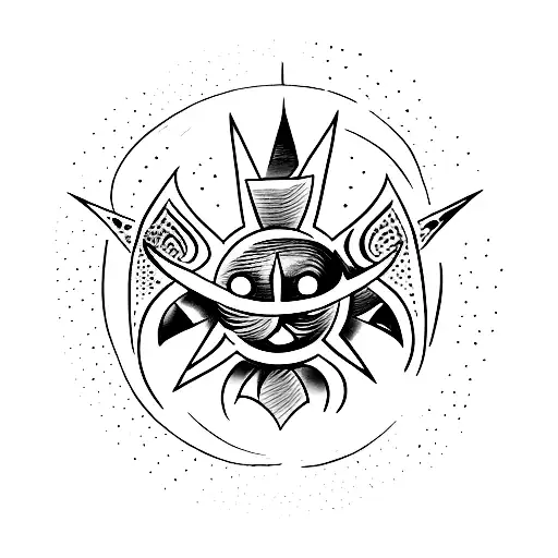 A Minimalist Tattoo Of A Supernatural Symbol With A Moon And Stars