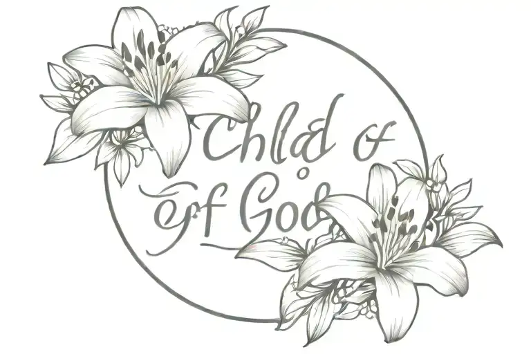 Lily Flowers With The Words 'Child Of God' In The Middle