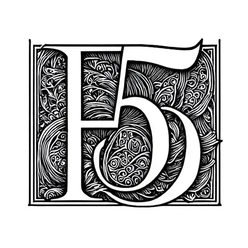 Letter F And The Number 5 Intertwined